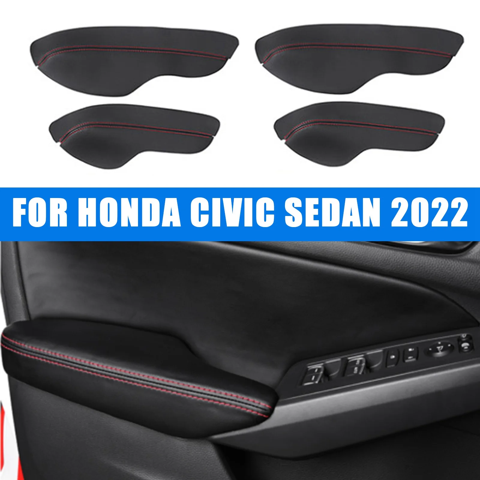 

4pcs PU Leather Door Armrest Cover for Honda Civic Sedan 2022