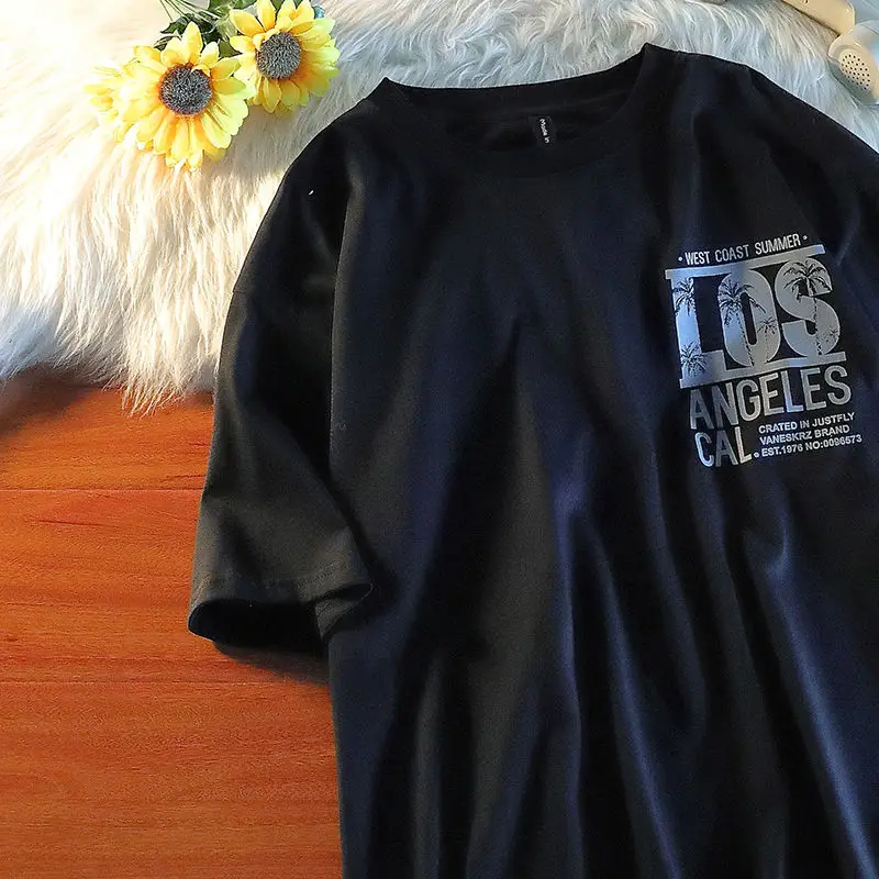 Хлопковая Повседневная футболка для мужчин и женщин летняя новая Гавайская