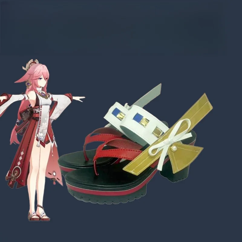 GenshinImpact Yae Miko Обувь для косплея Аниме Китайский стиль Сапоги игры на Хэллоуин