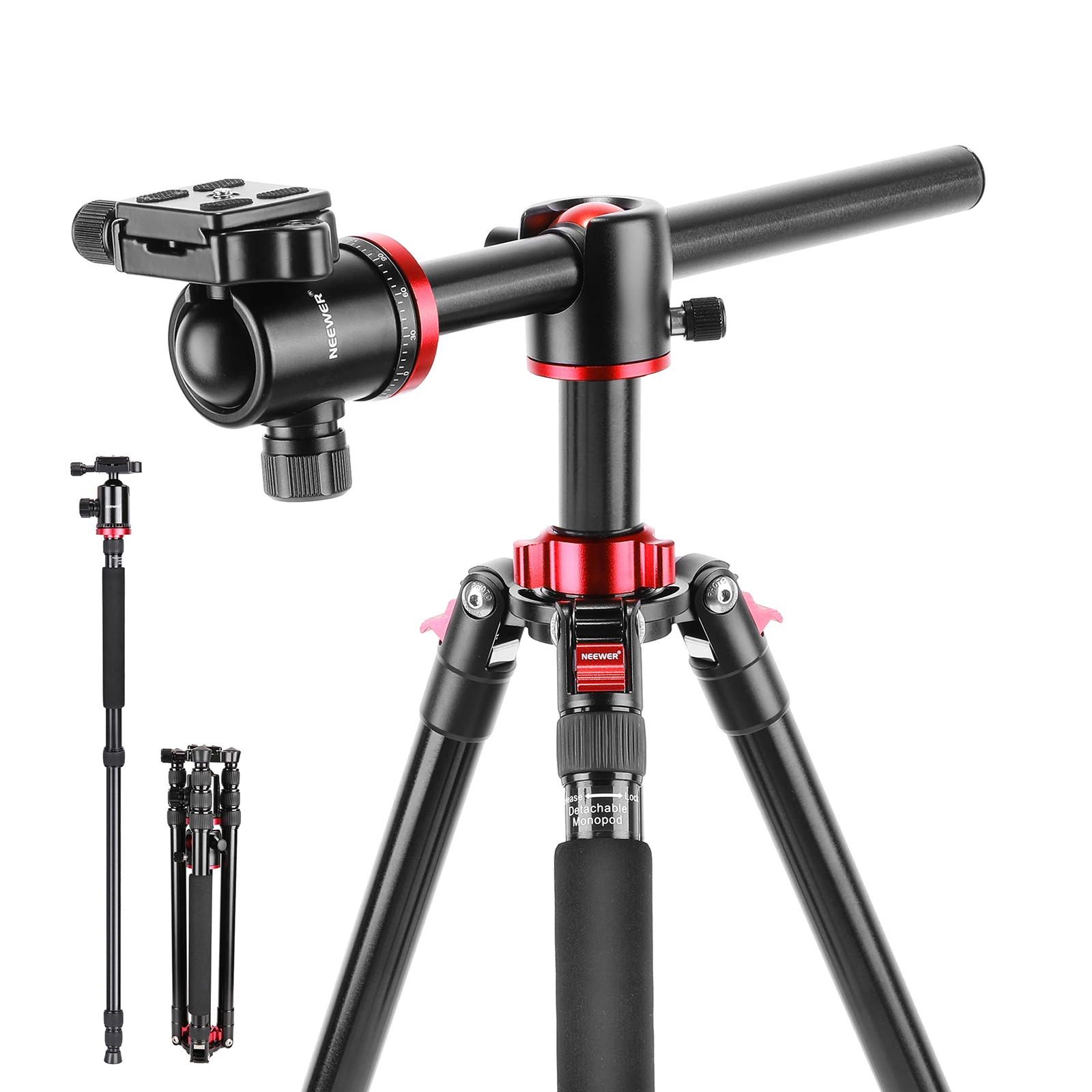 

Neewer 184cm Camera Tripod Monopod with Center Column and Ball Head Aluminum, Arca Type QR Plate, Bag