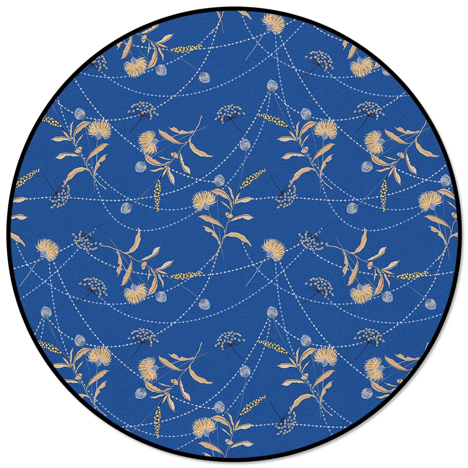 

Винтажные Осенние Синие коврики с цветами и одуванчиком для дома, гостиной, Круглый нескользящий коврик для детской комнаты
