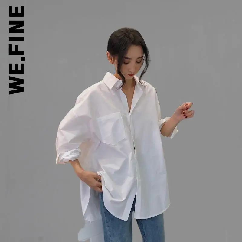 

We.Fine Women Shirt Korean Style Vintage Simple Party Top Women Chic Casual Women Top Ladies Friends Womens Basic Female Tops