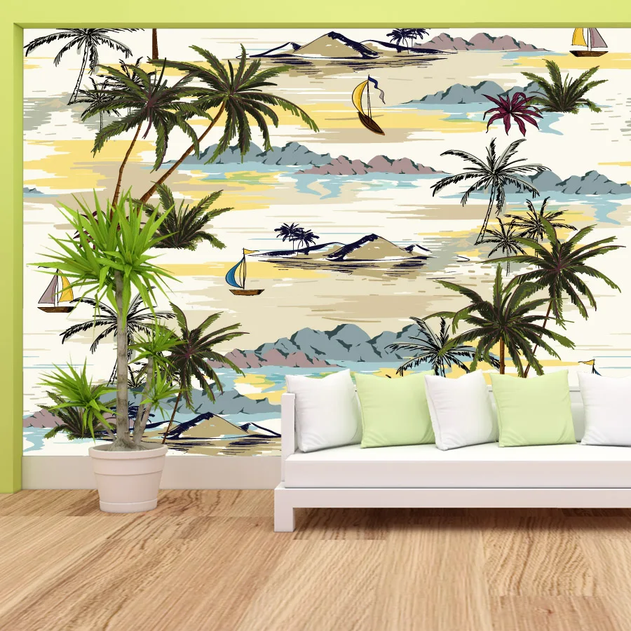 

Modern Custom Self adhesive Removable Accepted Desert Tropical Wallpapers for Living Room Murals Sticker Wall Papers Home Decor