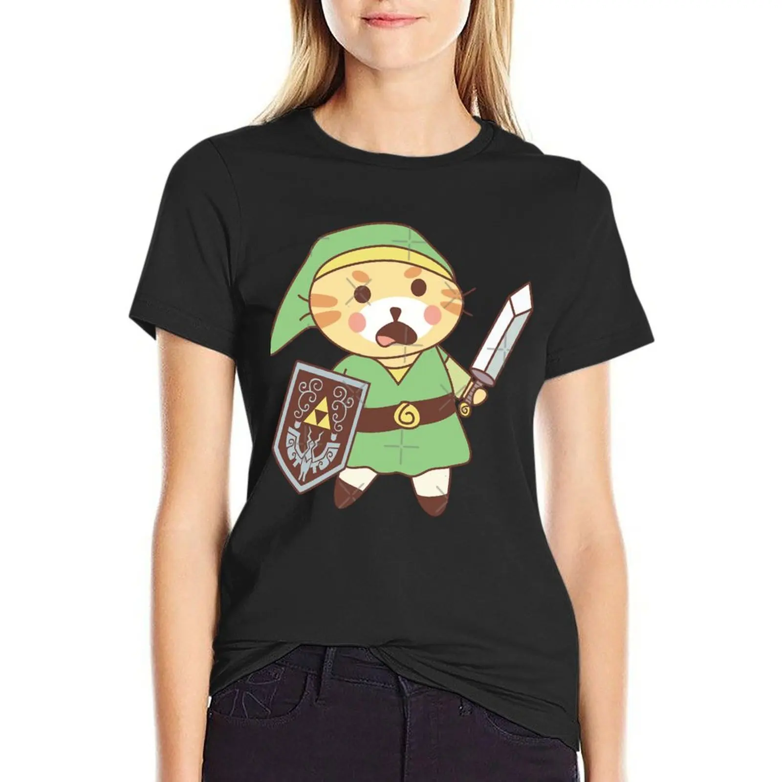 Футболка Hylian Cat милые женские топы кавайная одежда Летняя женская