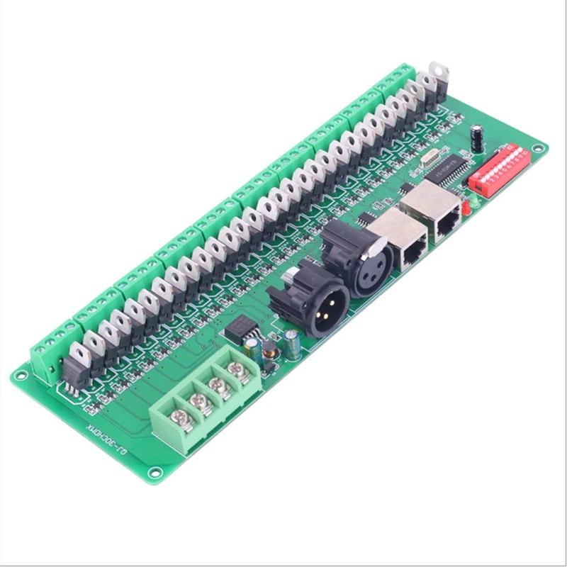 

DMX декодер 30 каналов RGB Светодиодная лента драйвер освещения DMX 512 без пластиковой коробки контроллер DC 9V- 24V DMX512 диммер