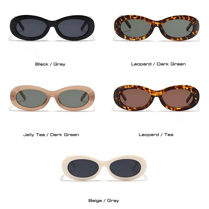 Солнцезащитные очки унисекс в стиле ретро Овальные желейные темно-зеленые с