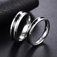 stainless steel rings classic couple wedding rings for women men silvery black rings couple jewelry promise band party