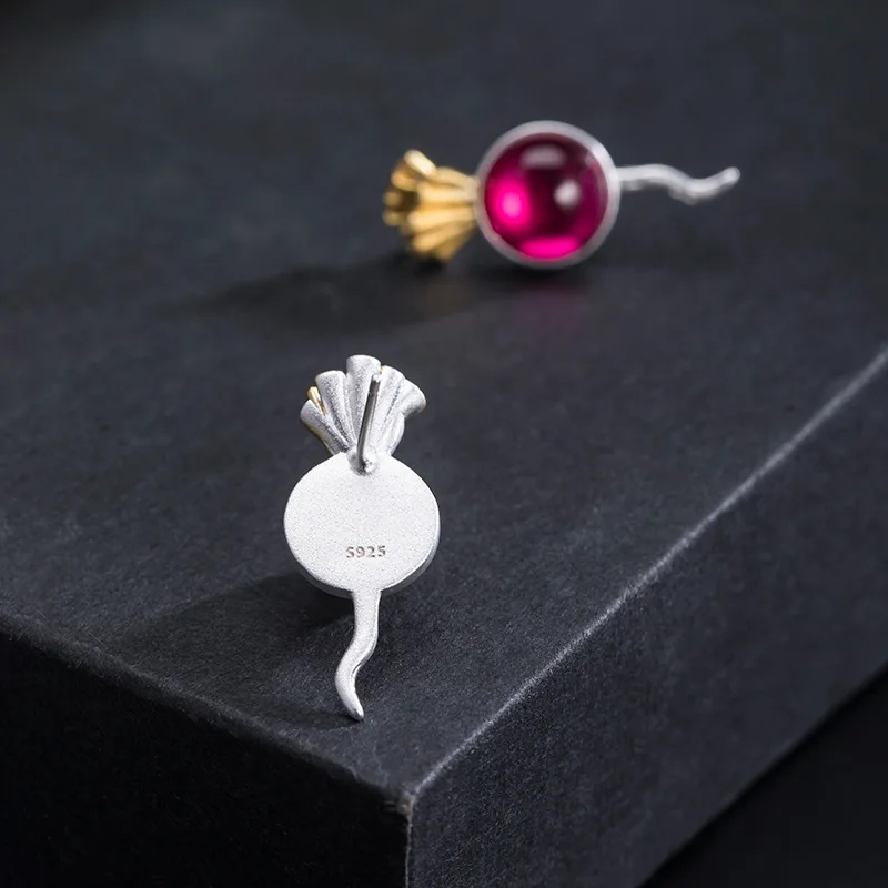 Женские серьги-гвоздики с редисом оригинальный дизайн серьги покрытием из