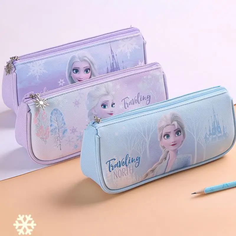 

Disney Frozen Elsa Pencil Bags Cartoon Figure Pen Pouch Cute Sationary Supplies Cosmetic Storage Bag Waterproof Pu Girls Gifts