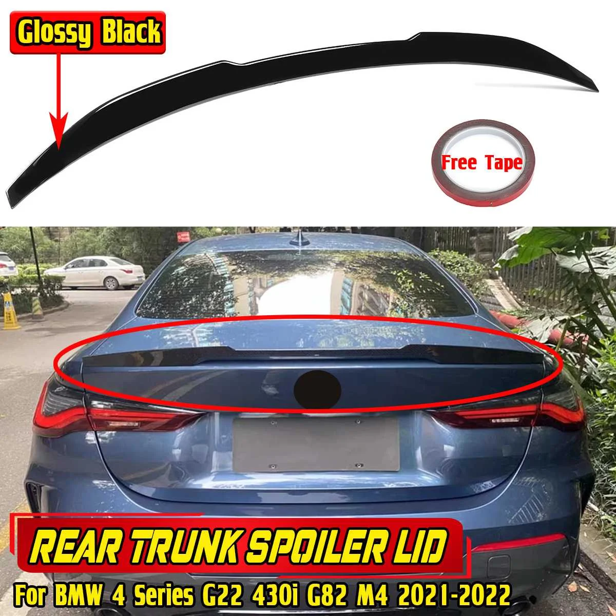 

G22 M4 Style Car Rear Trunk Spoiler Lip Boot Wing Lip For BMW 4 Series G22 430i G82 M4 2021-2022 Car Rear Roof Lip Spoiler