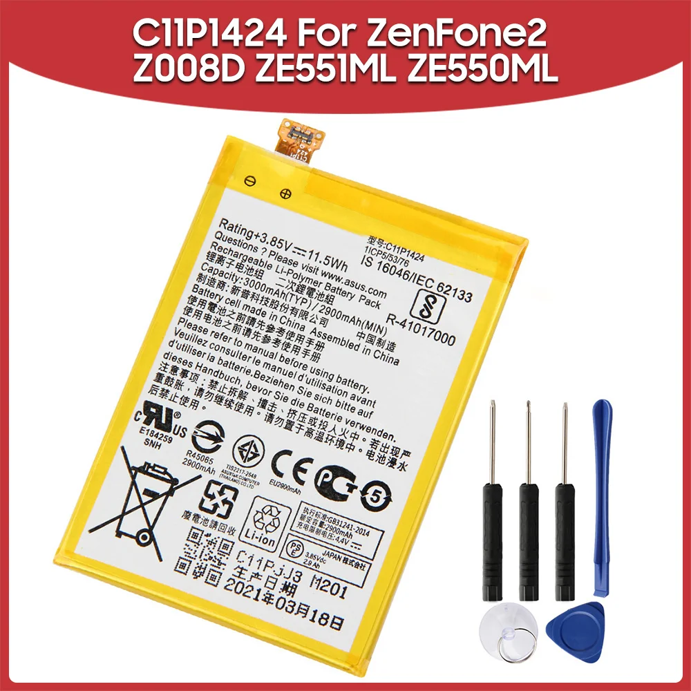

Original Replacement Phone Battery C11P1424 For ASUS ZenFone 2 Z008D ZE551ML ZE550ML Z00AD Z00ADB ZenFone2 5.5inch 3000mAh