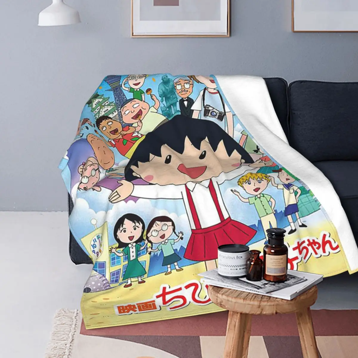 

Chibi Maruko Chan Blankets Velvet Spring Autumn Sakura Kyoko Cartoon Animation Soft Throw Blanket for Home Travel Bedspread