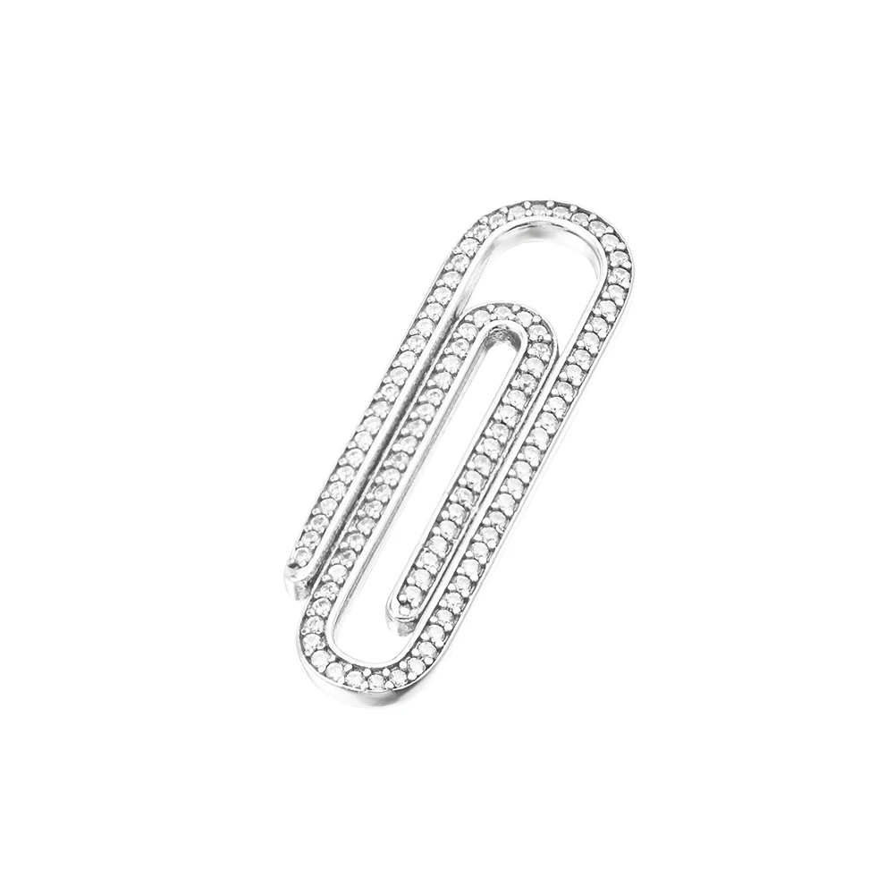 

Authentic 925 Sterling Silver Pave Paperclip Styling Link Charm Fits Pandora Me Bracelet Beads for Jewelry Making Pouch