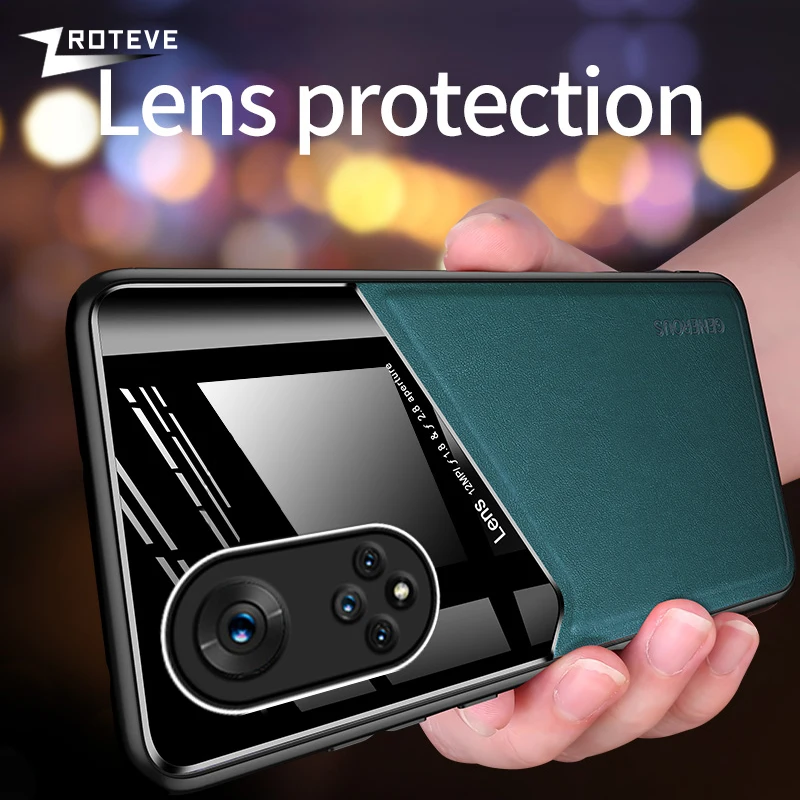 Чехол для Honor50 из искусственной кожи Жесткий на магните поликарбоната автомобиля