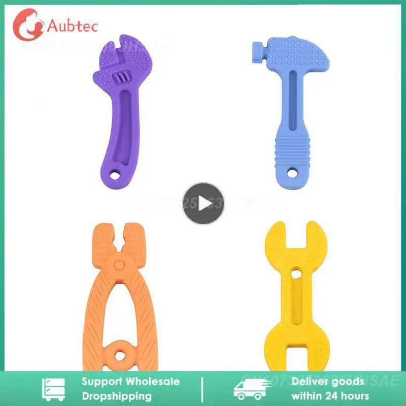 

Teethers 1 Set Easy To Clean Chew Toy Silicone Bpa Free Hammer Baby Care Pliers For 0-6 Months 6-12 Months Bright Color Wrench