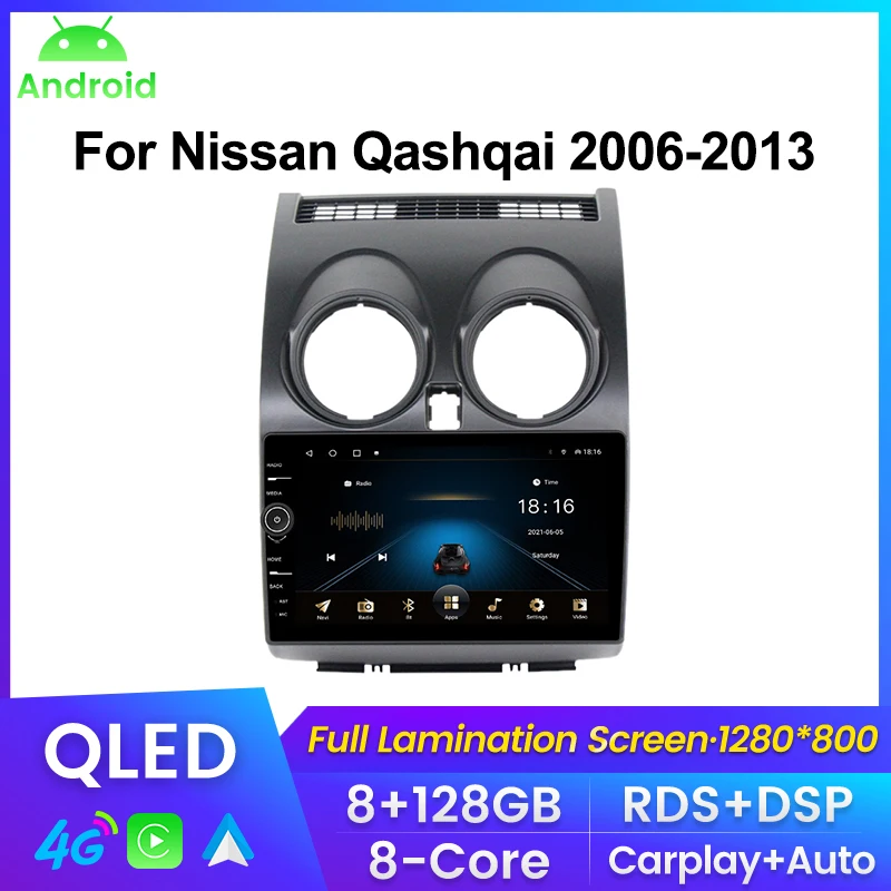 

QLED Screen Car Radio For Nissan Qashqai 1 J10 2006 - 2013 Multimedia Player Navigation GPS For Carplay Android auto DSP No 2din