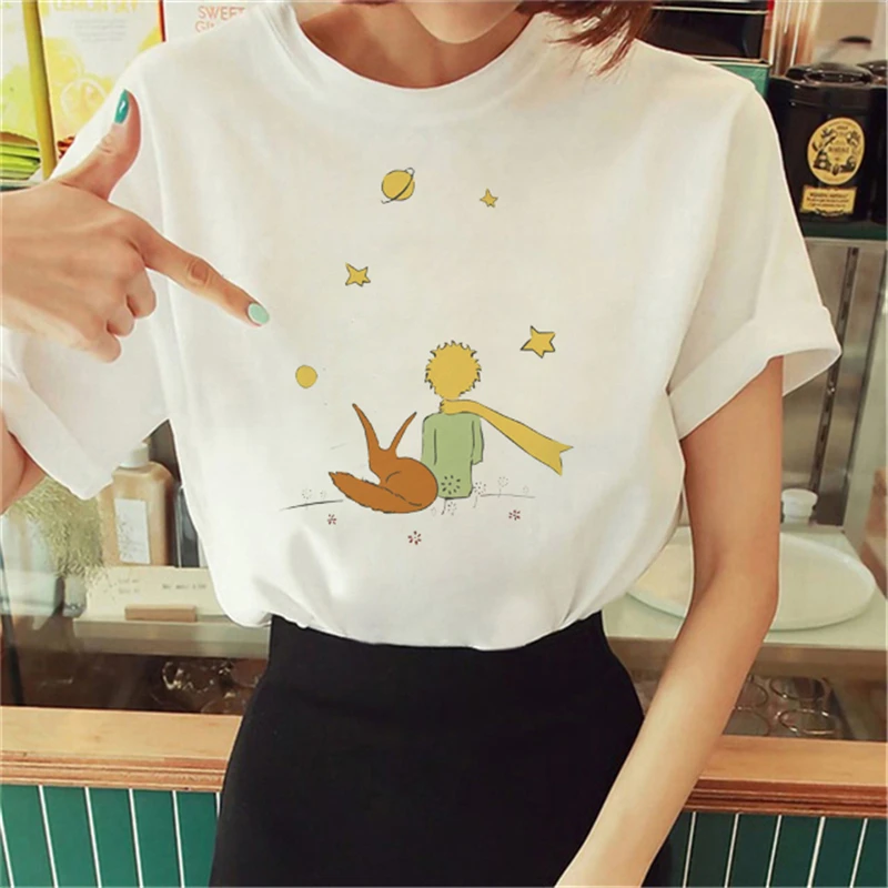 

Printed T-Shirt Women'S Pattern Top Casual Versatile Cartoon Summer Clothing Women'S Fashion Fun Cartoon Printed White T-Shirt