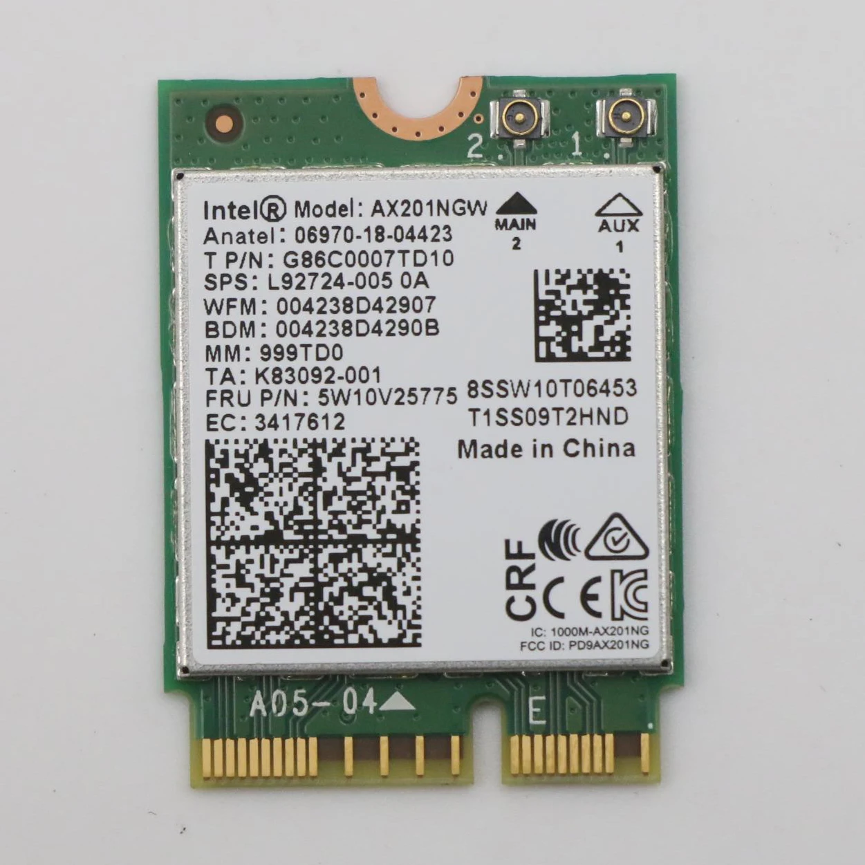 

Беспроводная карта 6 поколения, подходит для Lenovo версии intel AX201NGW 5W10V25775 5W10V25774, Wi-Fi