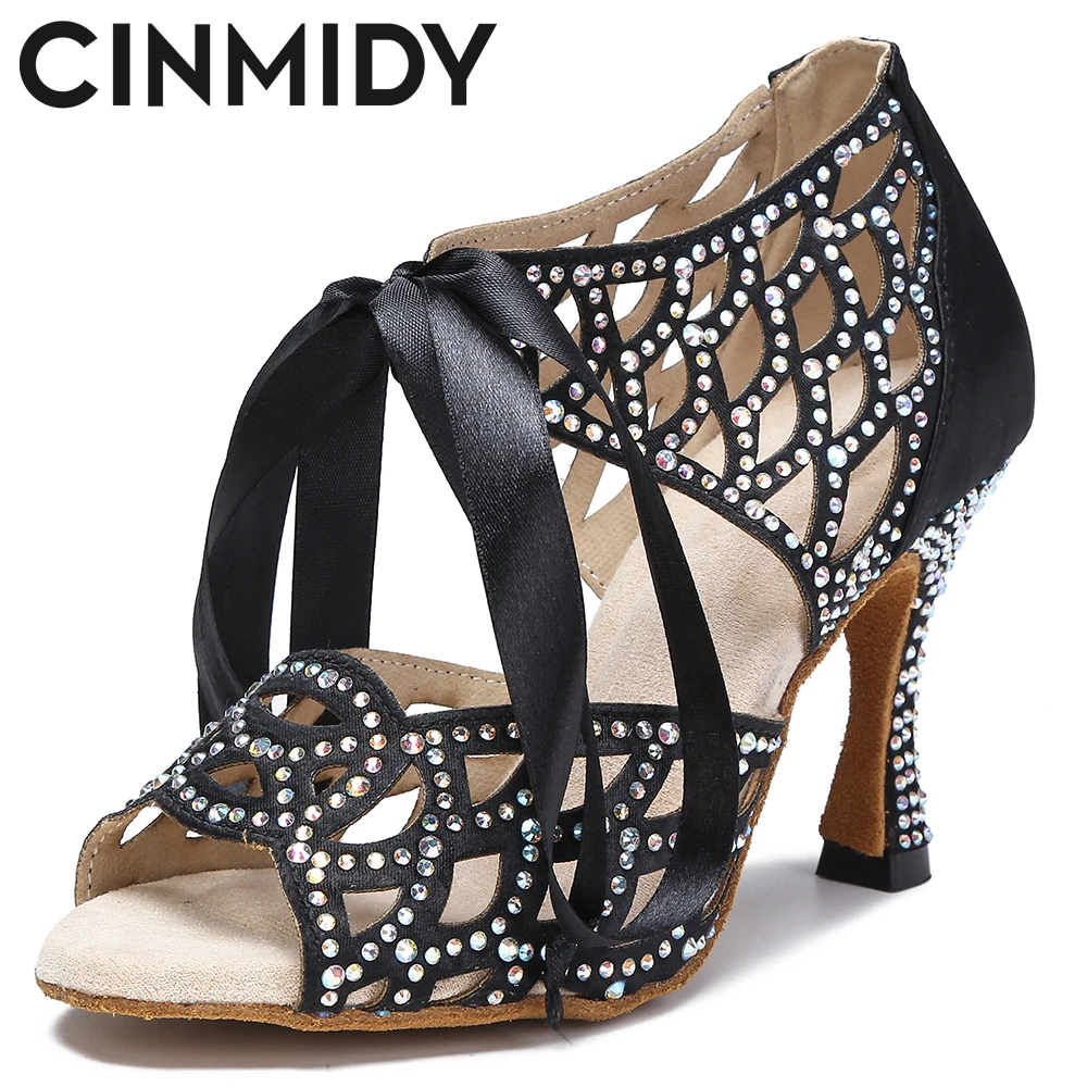 

CINMIDY Women Latin Dance Shoes Soft Suede Leather For Indoor Dance Heels Professional Salsa Shoes Ballroom Performance Shoes