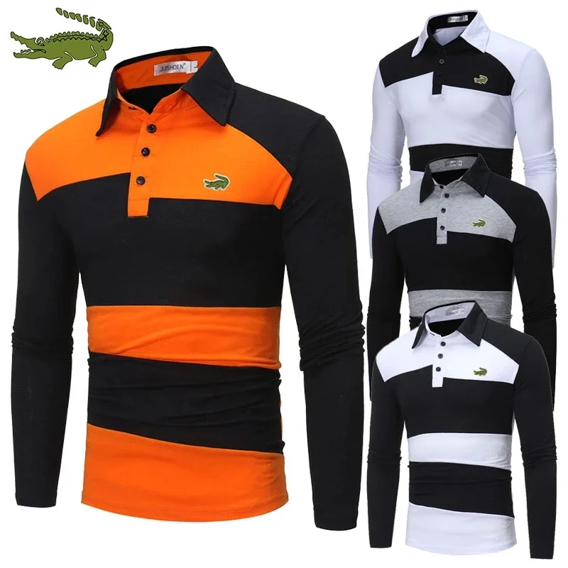 

2022 New Quality Men's Printed Cotton Long Sleeve Polo Shirts Business Casual High Quality Lapel Long Sleeve Shirts