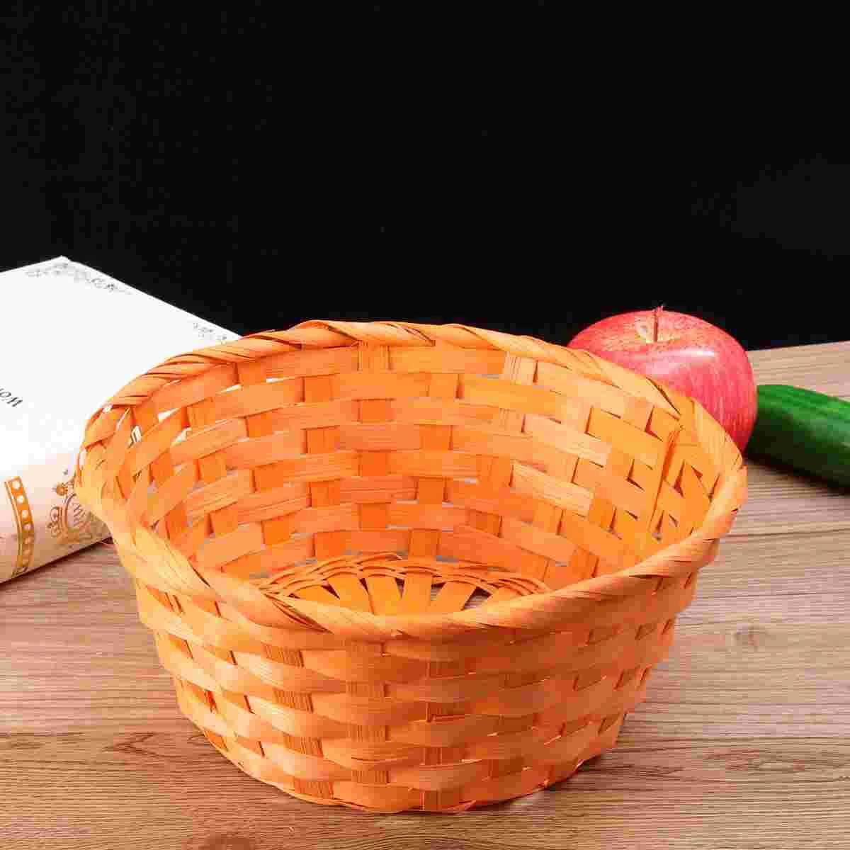 

Basket Woven Rattan Bread Baskets Bowl Egg Wicker Picnic Ottoman Holder Easter Fruits Tray Candy Fruit Girl Flowerserving