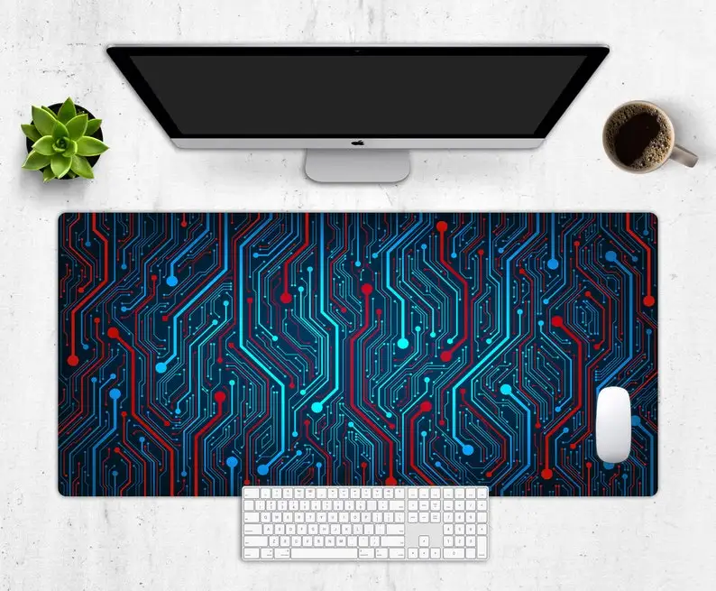 

Circuit Board Design Desk Mat, Electronic Board Mouse Pad, Cute Desk Mat, Extra Large Desk Pad, Modern Desk Decor,