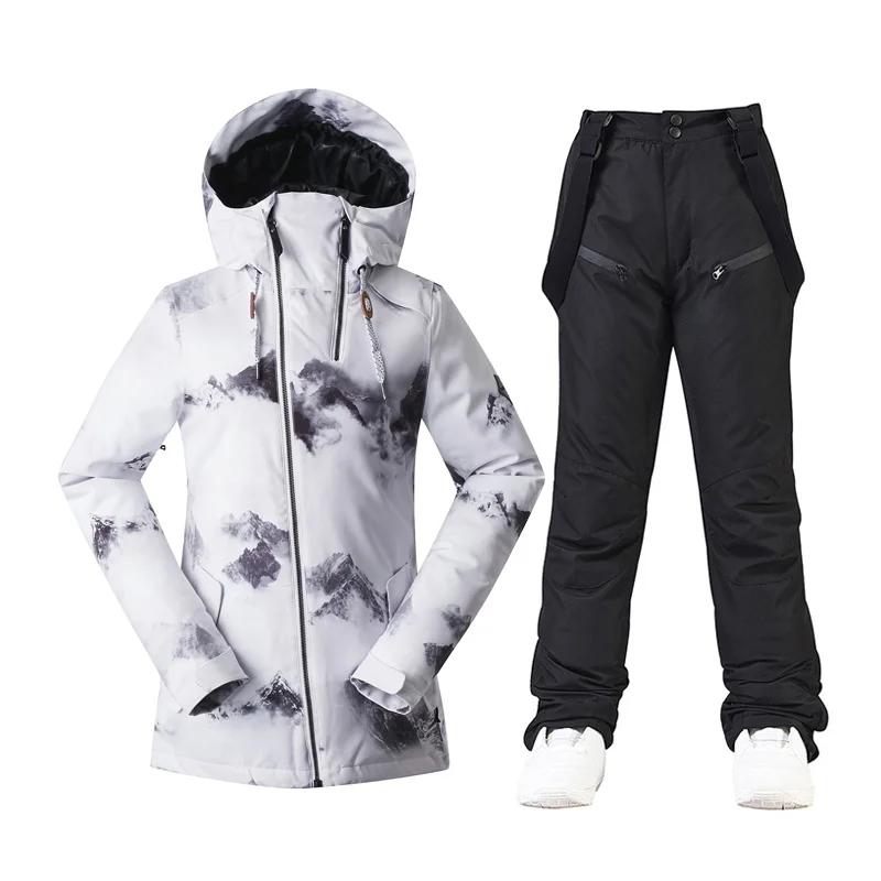 Women's Jacket Pants Windproof Waterproof Suit Women Winter Warm Snowboard Ski Coat Trousers Outdoor Snow Costumes