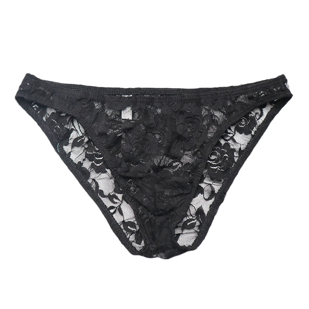 

Men Sexy Lace Thongs Sissy Transparent Underwear See-Through Underpants Gay Breathable Sheer Panties Gay Erotic Lingerie