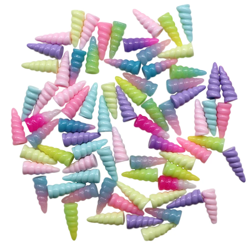 

10 PCS Unicorn Horn Toys Resin Spiral Shaped Decoration Party Favor Party Supplies (Random Color)