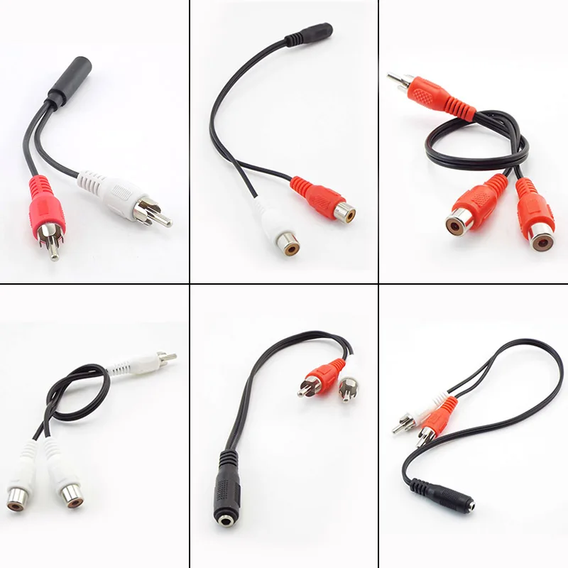 

3.5mm Audio Cable Stereo Female RCA Male Aux Audio Cable Y Adapter for DVD TV VCR To Headphone Amplifier Speaker Jack J17