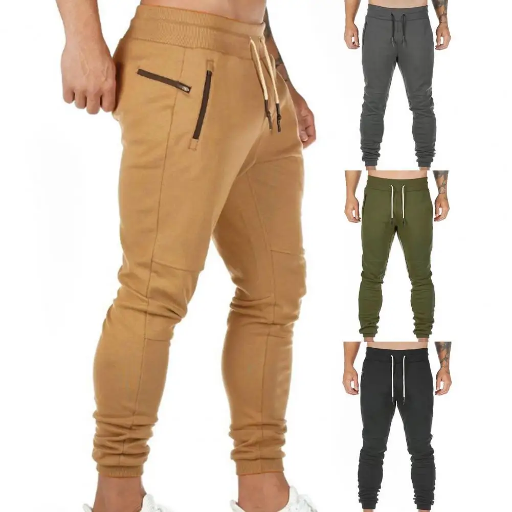 

Men's Sweatpants Solid Color Drawstring Elastic Waist Ankle-banded Spring Pants Fitness Slim Cotton Trousers for Autumn Winter