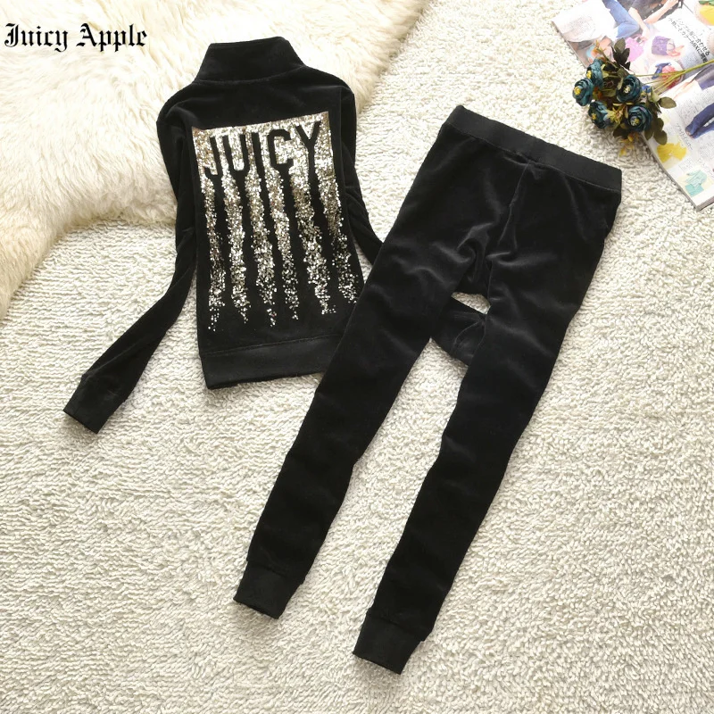Juicy Apple Tracksuit Woman Set Of Two Fashion Pieces For Women Casual Autumn Set Hooded Long Sleeve Hoodie Sport Pant Lady Suit