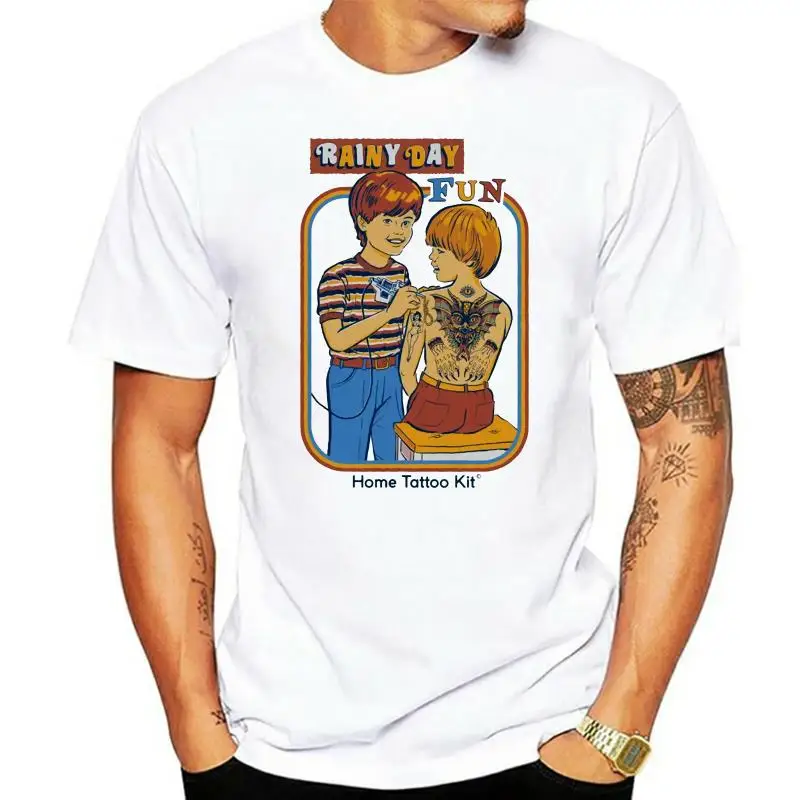 

Футболка с изображением дождливого дня, веселая тату-футболка, татуировка, темный юморист, ностальгия, винтажная, 80-е, 70-е годы, искусственная картина