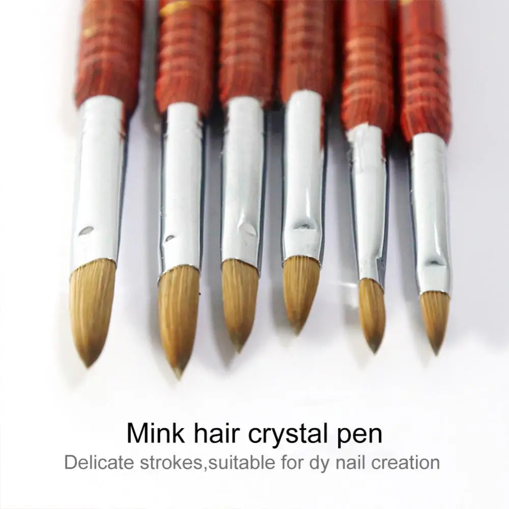 

1pc Nail Art Brush Mink Hair Crystal Pen Kolisky Mahogany Gourd Rod Carved Chalk Painting Drawing Carving UV Polish Brushes