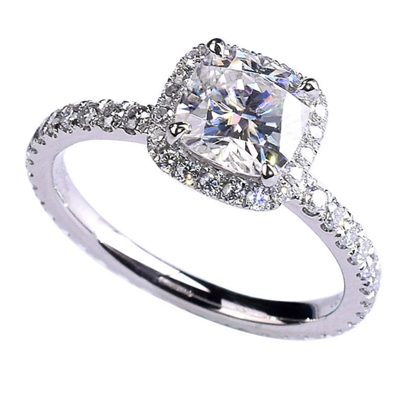 

Exquisite Square Diamond Women Ring Sterling Silver 925 Elegant Engagement Wedding Original Design Attractive Charm Fine Jewelry