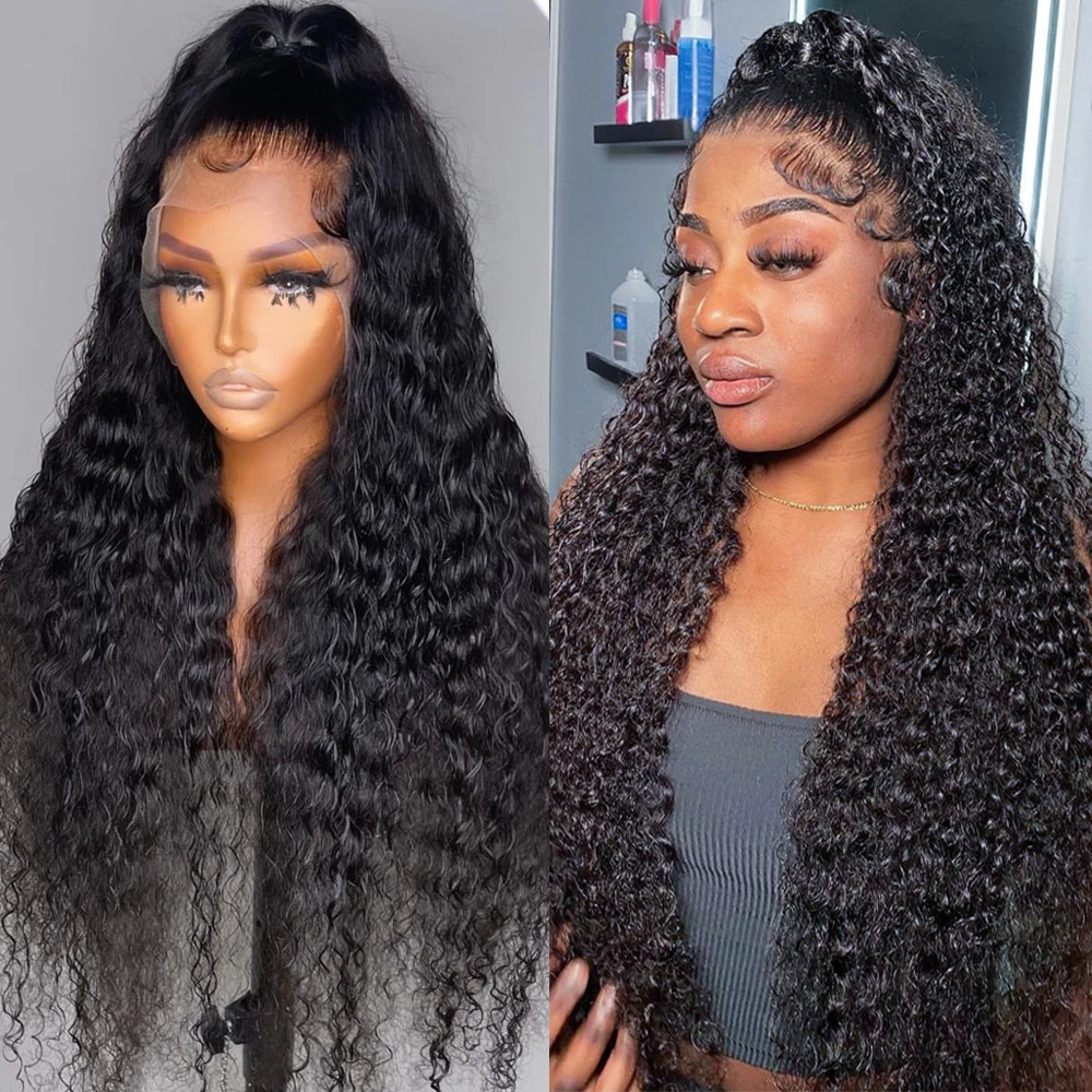

13x4 Deep Wave Frontal Wig Brazilian Curly Human Hair Wigs For Women 13x6 HD Transparent Front Water Wave 360 Lace Frontal Wig