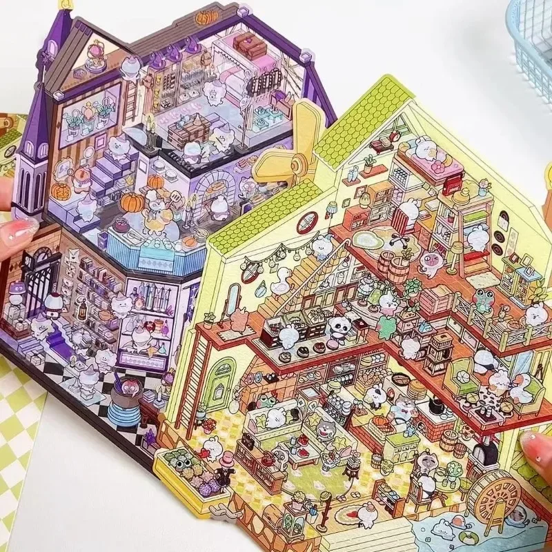 Large Castle Theme Miniature Scene 3D Stereoscopic Landscape Stickers Visualization Stacking Children's Christmas Gifts