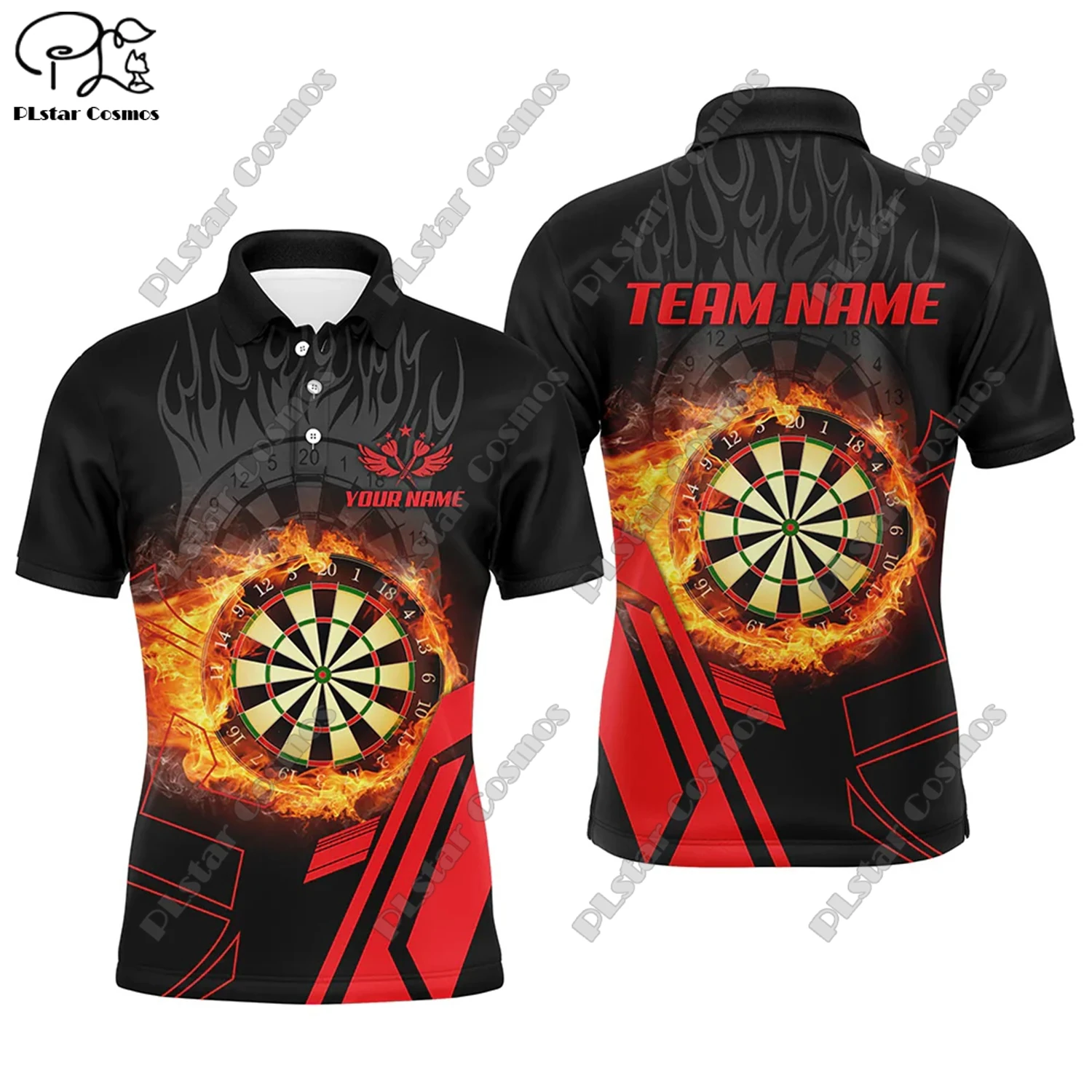 Футболка-поло с 3D-принтом пламени универсальная для отдыха спорта