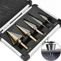 5pcs hss 4241 cobalt multiple hole 50 sizes step drill bit set tools aluminum case metal drilling for metal wood step cone drill