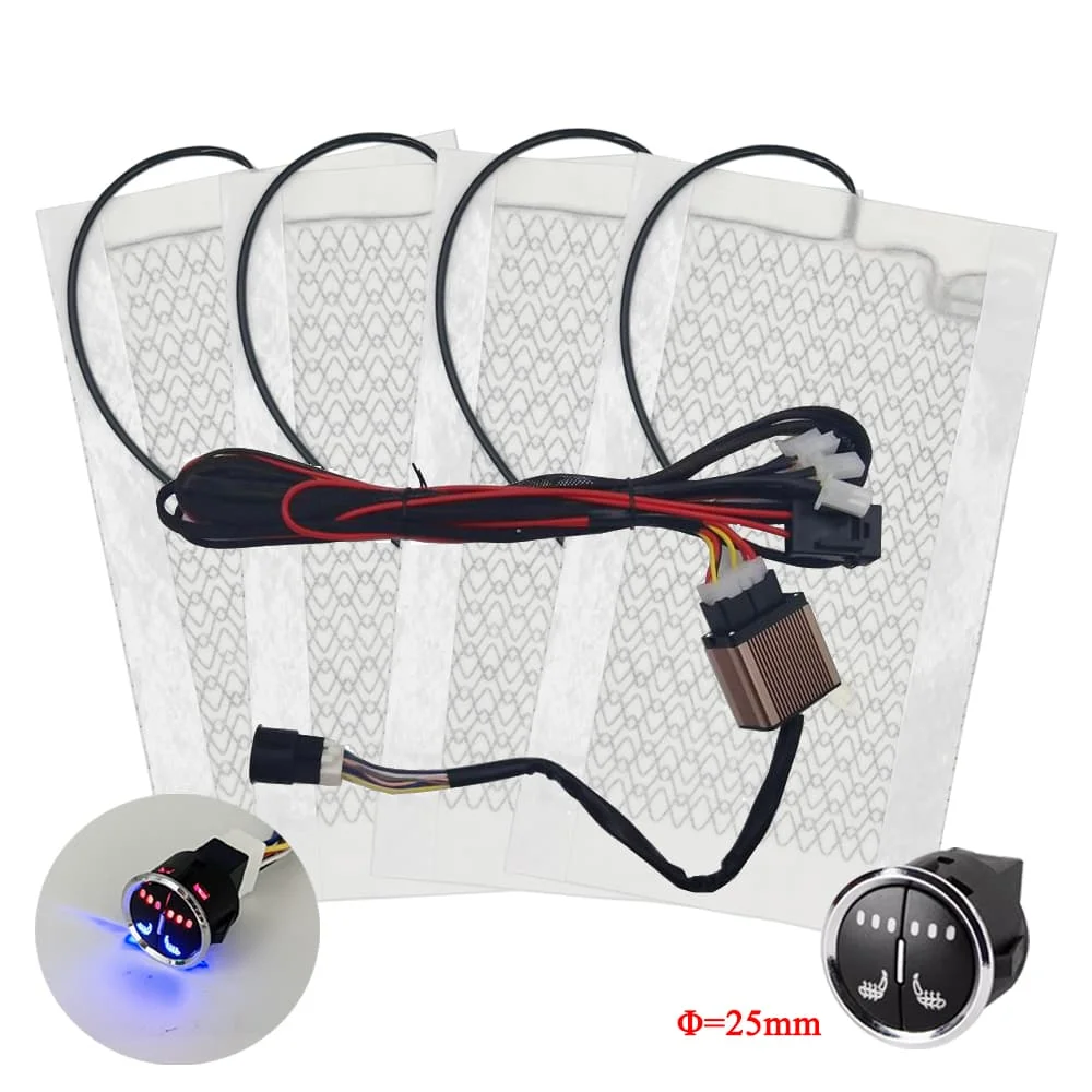 

Новый набор для подогрева автомобильных сидений, подходит для 2 сидений, универсальная грелка из сплава/углеродного волокна, одинарный 3-уровневый переключатель управления