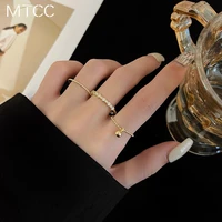 3pcsset new plain circle gold plated rings for women fashion beads geometric shaped inlaid zircon ring set punk jewelry gifts