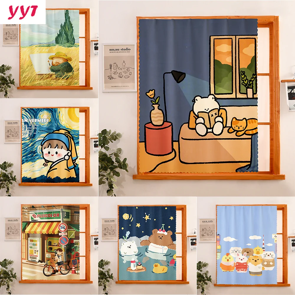 

YanYangTian New Velcro blackout curtain Oil painting girl pattern home decoration luxury windows for living room bedroom