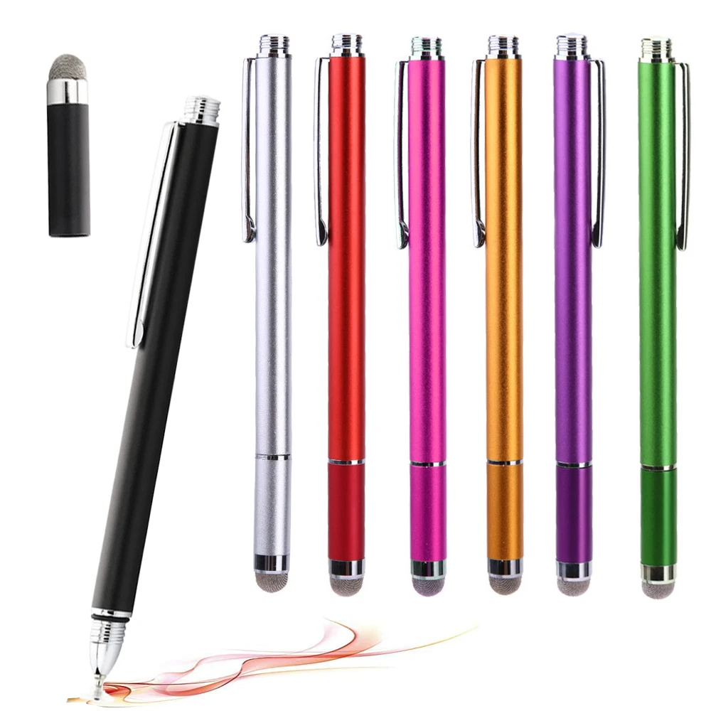 

2-in-1 Disc Fiber Tip Universal Capacitive Stylus Pen For All Touch Screens Cell Phones Tablets Laptops Free Custom Logo Name