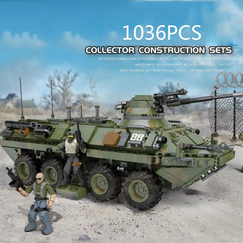 

Modern United States Stryker M1126 Infantry Carrier Vehicle ICV Military Build Mega Block WW2 Army Acation Figures Brick Toy