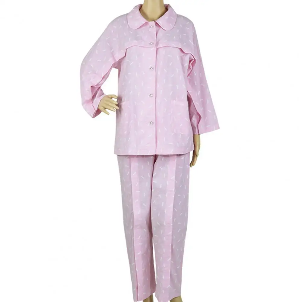 

2Pcs/set Examination Gown Fastener Tape Super Soft Spring Summer Wear-resistant Sweat-absorbing Bedridden Elderly Pajamas