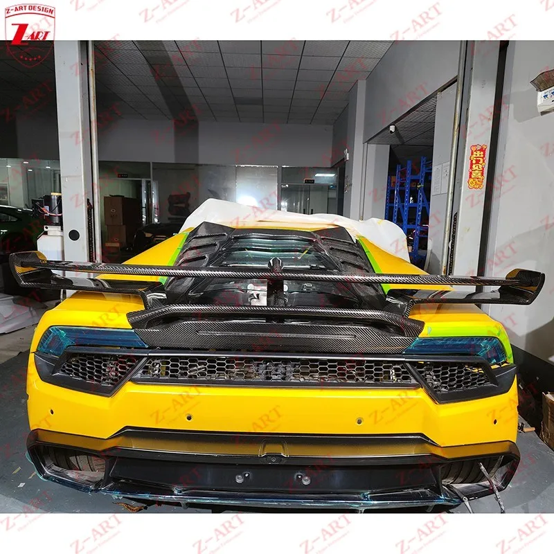 Фото Заднее крыло Z-ART SVJ из сухого карбона для Lamborghini LP580 LP610, спойлер из сухого карбона для Huracan EVO, крыло для Huracan SVJ №5