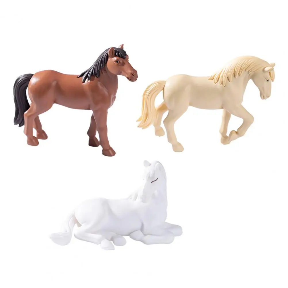 Миниатюрные фигурки лошадей из резины, набор из 3 штук