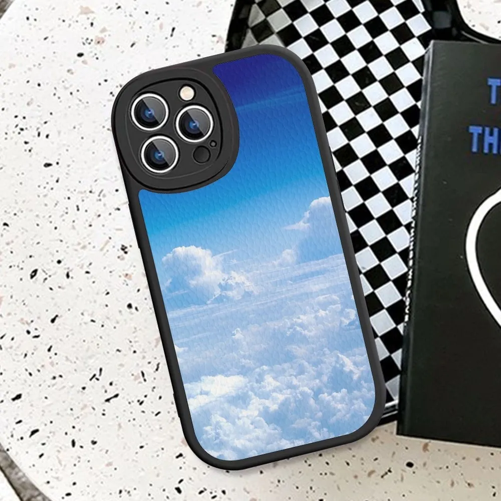 Sky Clouds Phone Case Hard Leather For iPhone 14 13 12 Mini 11 14 Pro Max Xs X Xr 7 8 Plus Fundas