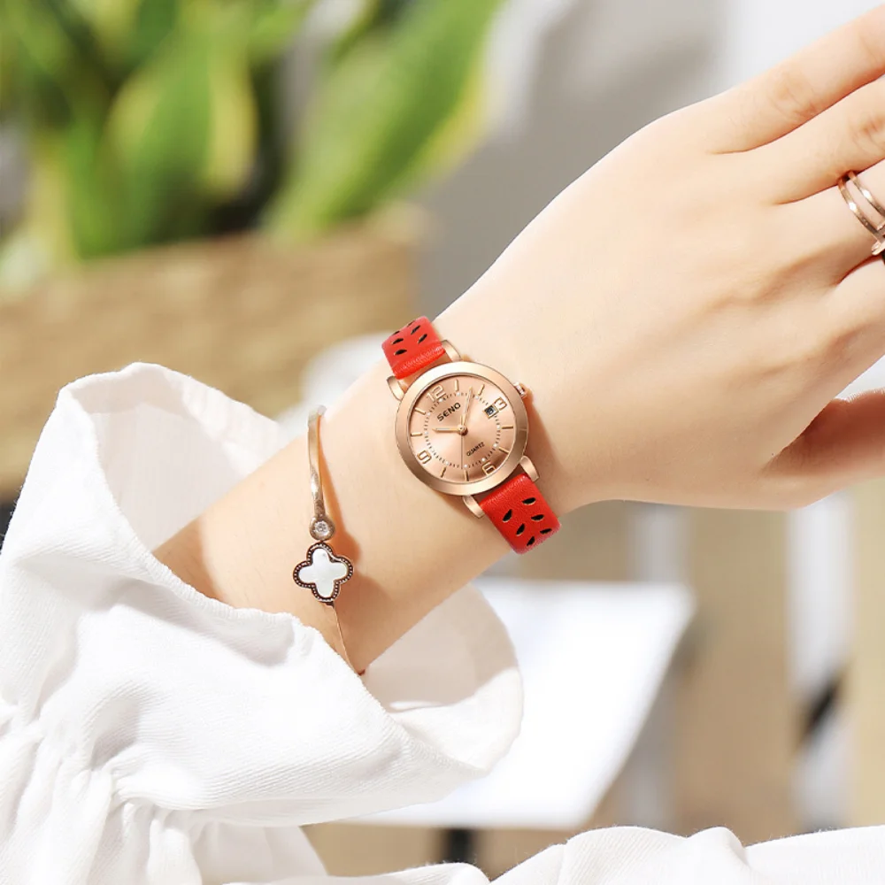 Mesh Belt Women's Luminous Waterproof Double Calendar Belt Quartz Watch