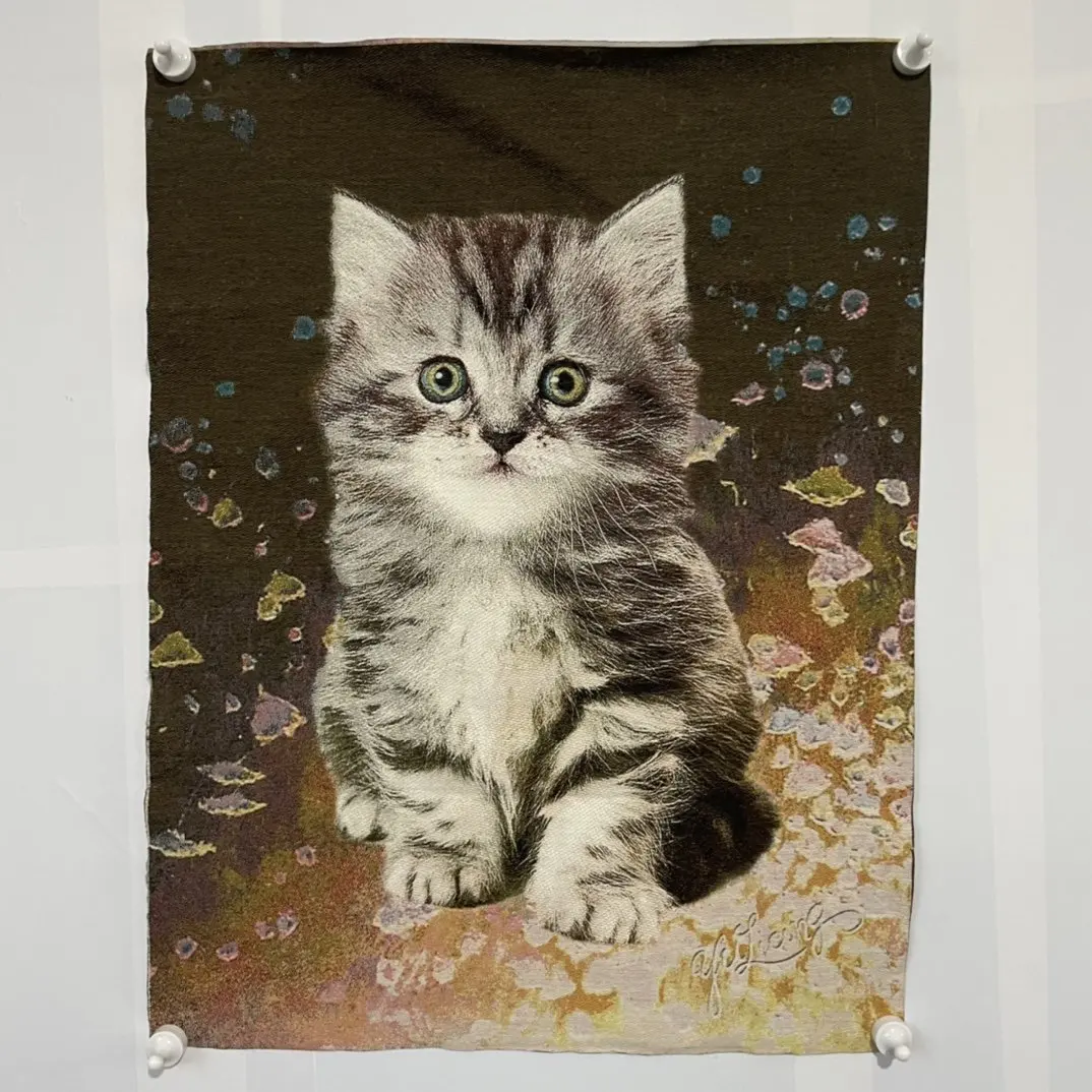 

Thangka Embroidery Cat Painting Murals Animals Silk Crafts Artwork Ornaments